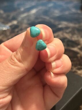 Heart-Shaped Turquoise Stone Stud Earrings 10 carat gold back